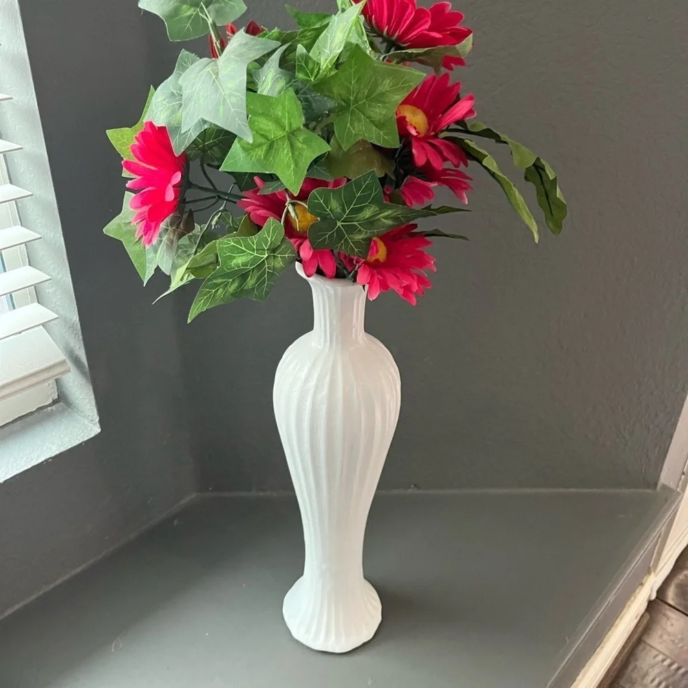 Elegant White Vase with Pink Accents